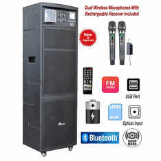 IDOlmain IPS-DJ07II Portable Bluetooth Karaoke Super-Bass Speaker With Dual Wireless Microphone, Optical Input And Multi-Effect DJ Light <font color=" red"><b>Opened Box - Available for pick up only</b></font>