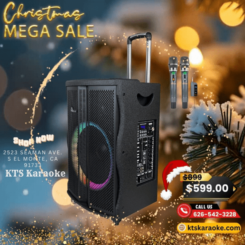 IDOLmain IPS-DJ09 Professional Bluetooth Portable Rechargeable Party Speaker With Dual Wireless Microphones, Vocal Cancellation, Voice Changer, Indoor| Outdoor Effects   <sup><B><font color=" red">Christmas SALE</font></sup></B>   