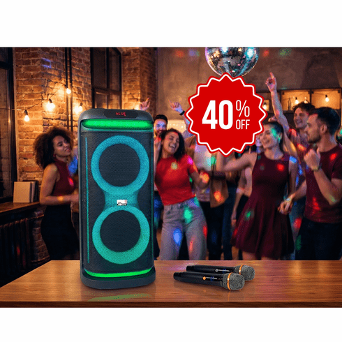 IDOLmain IPS-DJ12 Immersive Sound Light Weight Party Bluetooth Karaoke Speaker With Dual Wireless Microphones <font color=" red"><b>Opened Box </b></font> 