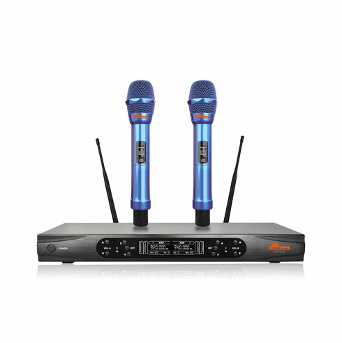 IDOLmain UHF-X1B Limited Edition Iridescent Blue Professional Performance With Anti Feedback,Ultra Low Distortion, Digital Pilot Technology Dual Wireless Microphone System 