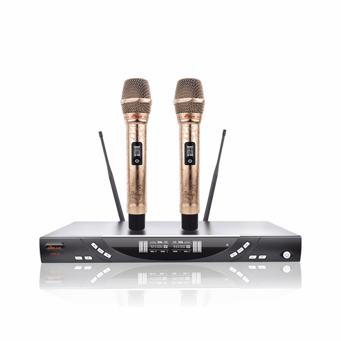 IDOLmain UHF-X3 Golden Phoenix Engraved Premium Dual Wireless Microphones Karaoke
