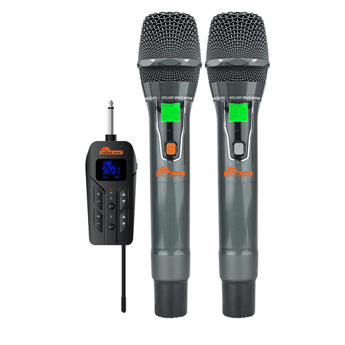 IDOLpro UHF-20 Dual Wireless Microphone Set With Rechargeable Receiver <sup><B><font color=" red">Best for Portable Speakers </font></sup></B> 