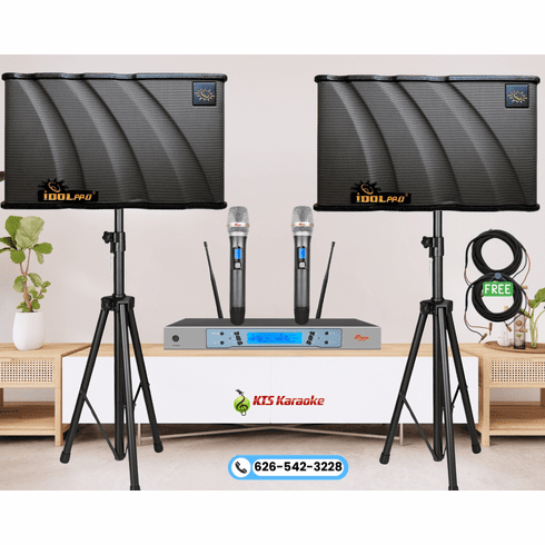 <font color=" blue">"SMC2"</font>IDOLpro 1000W IPS-680 Professional Speakers Plus UHF-320 Dual Wireless Microphone Karaoke Combo 