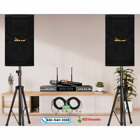 <font color=" blue">"SMC7"</font> IPS-P18 Loudspeakers Plus Dual Smart Wireless Microphones UHF-X2 Home Karaoke Combo 