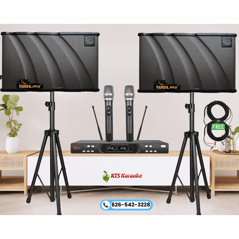 <font color=" blue">"SMC8"</font> IDOlpro IPS-680 1000W Vocal Speakers Plus Dual Wireless Microphones UHF-308 Karaoke Combo