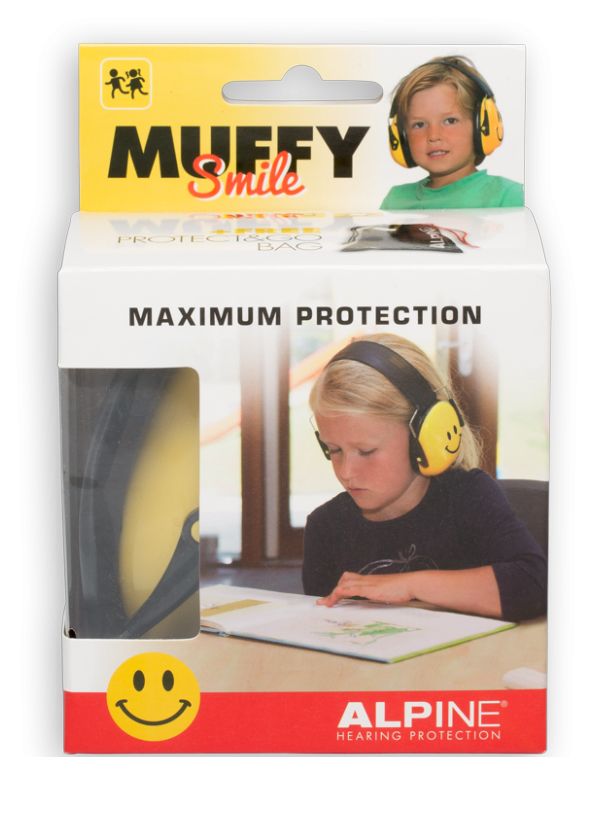 Alpine Muffy Yellow Smiley Face Ear Muffs for Kids (SNR 25) Ear Muffs