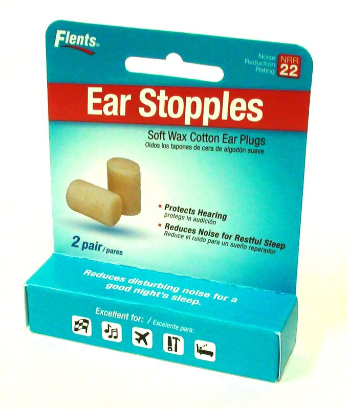 Flents Ear Stopples Wax and Cotton Ear Plugs (NRR 22) (Pack of 2 Pairs
