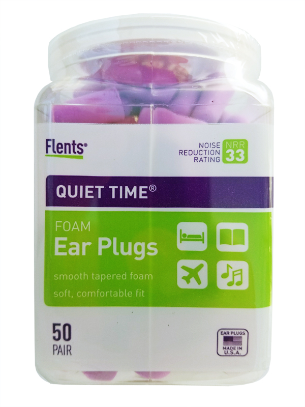 Flents Quiet Time Foam Ear Plugs (NRR 33) (Bottle of 50 Pairs) Snoring Relief