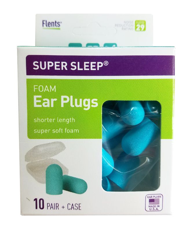 Flents Super Sleep Foam Ear Plugs (NRR 29) (10 Pairs w/Carry Case