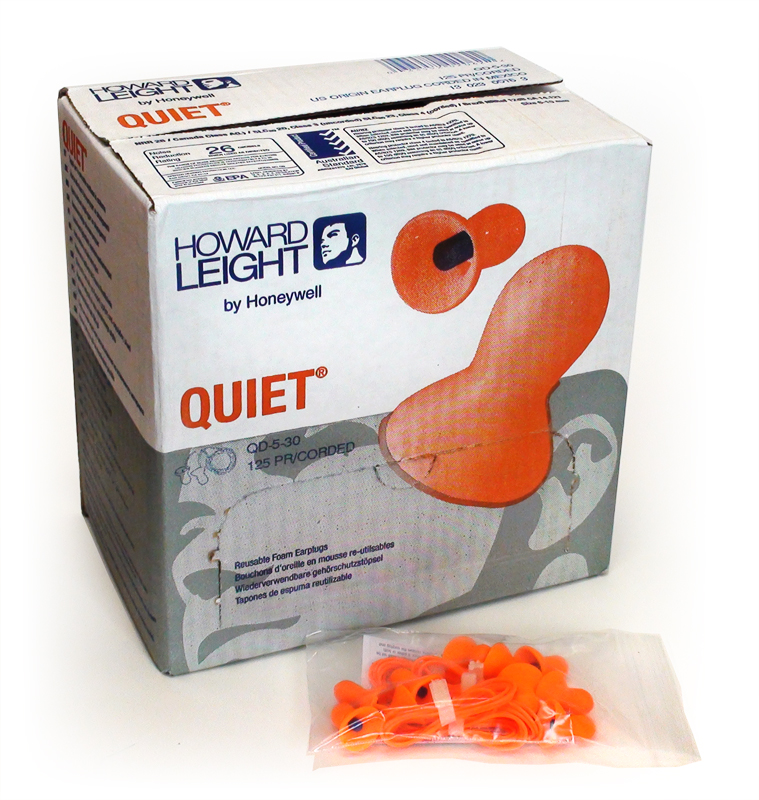 Howard Leight by Honeywell Quiet Reusable Foam Ear Plugs Corded (NRR 26) (Box of 25 Vending