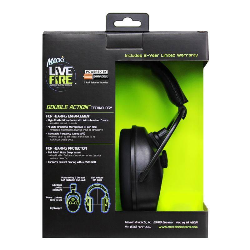 Mack's Live Fire Electronic Shooting Earmuffs (NRR 25)
