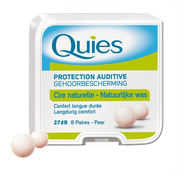 Quies Boules Moldable Wax and Cotton Ear Plugs (Pack of 8 Pairs