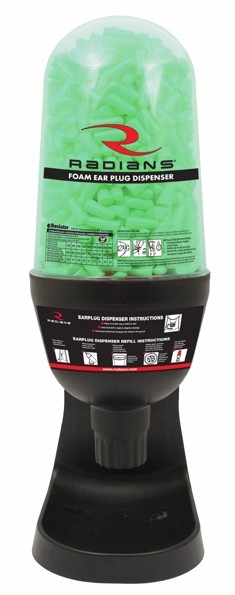 Radians Foam Ear Plug Dispenser Radians Detour™ FP30 UF Foam Ear