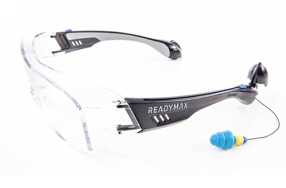 ReadyMax SoundShield Fit Over Style Safety Glasses with Ear Plugs