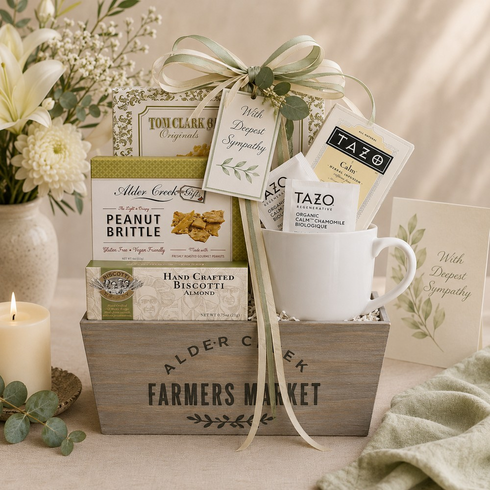 With Sympathy Tea Gift Basket