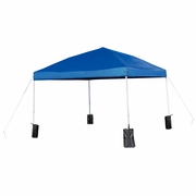 10'X10' BLUE POP UP EVENT STRAIGHT LEG CANOPY TENT WITH SANDBAGS AND WHEELED CASE: <font color=green>FREE SHIPPING!</font>