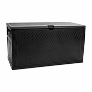 120 GALLON PLASTIC DECK BOX - OUTDOOR WATERPROOF STORAGE BOX FOR PATIO CUSHIONS, GARDEN TOOLS AND POOL TOYS, BLACK: <font color=green>FREE SHIPPING!</font>