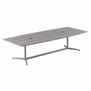 120W X 48D BOAT SHAPED CONFERENCE TABLE WITH METAL BASE: PLATINUM GRAY <FONT COLOR=GREEN>-FREE SHIPPING-</FONT>