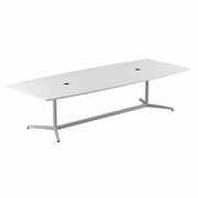 120W X 48D BOAT SHAPED CONFERENCE TABLE WITH METAL BASE: WHITE <FONT COLOR=GREEN>-FREE SHIPPING-</FONT>