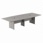 120W X 48D BOAT SHAPED CONFERENCE TABLE WITH WOOD BASE: PLATINUM GRAY <FONT COLOR=GREEN>-FREE SHIPPING-</FONT>