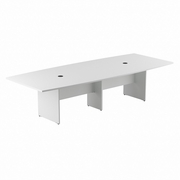 120W X 48D BOAT SHAPED CONFERENCE TABLE WITH WOOD BASE: WHITE <FONT COLOR=GREEN>-FREE SHIPPING-</FONT>