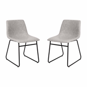 18 INCH DINING TABLE HEIGHT CHAIR, MID-BACK SLED BASE DINING CHAIR IN LIGHT GRAY LEATHERSOFT WITH BLACK FRAME, SET OF 2 <font color=green>FREE SHIPPING!</font>