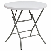 2.63-FOOT ROUND GRANITE WHITE PLASTIC FOLDING TABLE: <font color=green>FREE SHIPPING!</font>