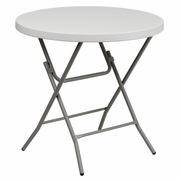 2.63-FOOT ROUND GRANITE WHITE PLASTIC FOLDING TABLE: <font color=green>FREE SHIPPING!</font>