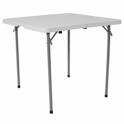 2.79-FOOT SQUARE BI-FOLD GRANITE WHITE PLASTIC FOLDING TABLE WITH CARRYING HANDLE: <font color=green>FREE SHIPPING!</font>