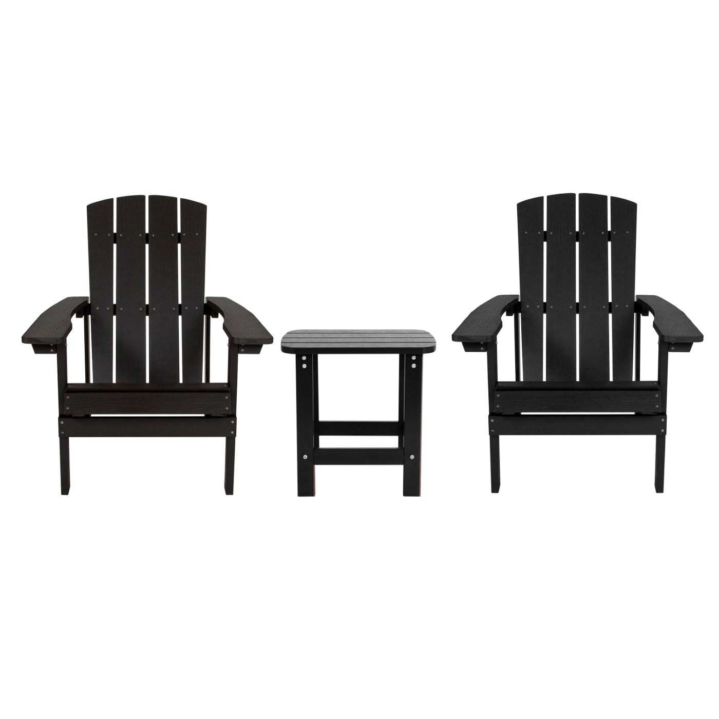 2 PACK CHARLESTOWN ALL-WEATHER POLY RESIN WOOD ADIRONDACK CHAIRS WITH SIDE TABLE IN BLACK: <font color=green>FREE SHIPPING!</font> 2 PACK CHARLESTOWN ALL-WEATHER POLY RESIN WOOD ADIRONDACK CHAIRS WITH SIDE TABLE IN BLACK: <font color=green>FREE SHIPPING!</font>