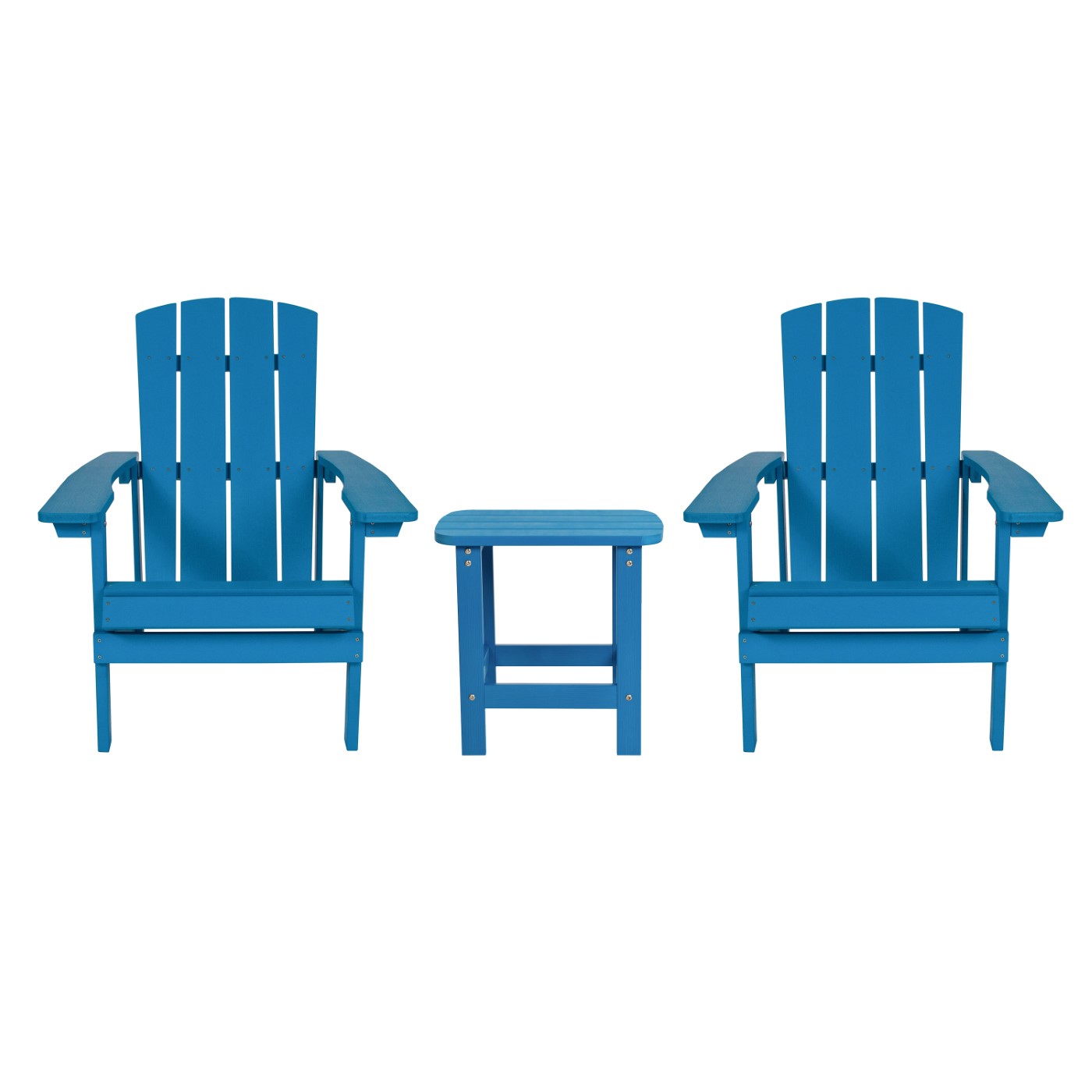 2 PACK CHARLESTOWN ALL-WEATHER POLY RESIN WOOD ADIRONDACK CHAIRS WITH SIDE TABLE IN BLUE: <font color=green>FREE SHIPPING!</font> 2 PACK CHARLESTOWN ALL-WEATHER POLY RESIN WOOD ADIRONDACK CHAIRS WITH SIDE TABLE IN BLUE: <font color=green>FREE SHIPPING!</font>