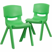 2 PACK GREEN PLASTIC STACKABLE SCHOOL CHAIR WITH 15.5" SEAT HEIGHT: <font color=green>FREE SHIPPING!</font>