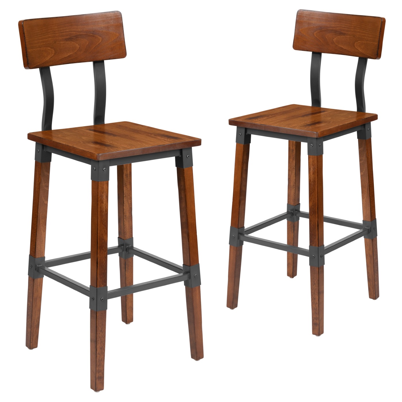 2 PACK RUSTIC ANTIQUE WALNUT INDUSTRIAL WOOD DINING BARSTOOL <font color=green>FREE SHIPPING!</font> 2 PACK RUSTIC ANTIQUE WALNUT INDUSTRIAL WOOD DINING BARSTOOL <font color=green>FREE SHIPPING!</font>