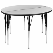 2 PIECE 47.5" CIRCLE WAVE FLEXIBLE GREY THERMAL LAMINATE ACTIVITY TABLE SET - STANDARD HEIGHT ADJUSTABLE LEGS <font color=green>FREE SHIPPING!</font>