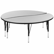 2 PIECE 60" CIRCLE WAVE FLEXIBLE GREY THERMAL LAMINATE ACTIVITY TABLE SET - HEIGHT ADJUSTABLE SHORT LEGS: <font color=green>FREE SHIPPING!</font>