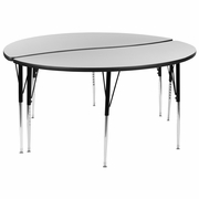 2 PIECE 60" CIRCLE WAVE FLEXIBLE GREY THERMAL LAMINATE ACTIVITY TABLE SET - STANDARD HEIGHT ADJUSTABLE LEGS <font color=green>FREE SHIPPING!</font>