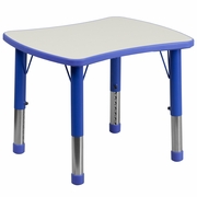 21.875''W X 26.625''L RECTANGULAR BLUE PLASTIC HEIGHT ADJUSTABLE ACTIVITY TABLE WITH GREY TOP <font color=green>FREE SHIPPING!</font>