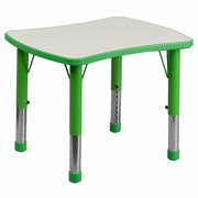 21.875''W X 26.625''L RECTANGULAR GREEN PLASTIC HEIGHT ADJUSTABLE ACTIVITY TABLE WITH GREY TOP <font color=green>FREE SHIPPING!</font>