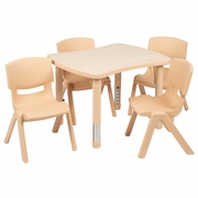 21.875"W X 26.625"L RECTANGULAR NATURAL PLASTIC HEIGHT ADJUSTABLE ACTIVITY TABLE SET WITH 4 CHAIRS: <font color=green>FREE SHIPPING!</font>