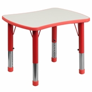 21.875''W X 26.625''L RECTANGULAR RED PLASTIC HEIGHT ADJUSTABLE ACTIVITY TABLE WITH GREY TOP: <font color=green>FREE SHIPPING!</font>