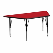 22.5''W X 45''L TRAPEZOID RED HP LAMINATE ACTIVITY TABLE - HEIGHT ADJUSTABLE SHORT LEGS: <font color=green>FREE SHIPPING!</font>