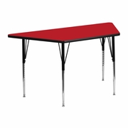22.5''W X 45''L TRAPEZOID RED HP LAMINATE ACTIVITY TABLE - STANDARD HEIGHT ADJUSTABLE LEGS <font color=green>FREE SHIPPING!</font>