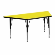 22.5''W X 45''L TRAPEZOID YELLOW HP LAMINATE ACTIVITY TABLE - HEIGHT ADJUSTABLE SHORT LEGS: <font color=green>FREE SHIPPING!</font>
