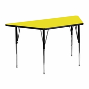 22.5''W X 45''L TRAPEZOID YELLOW HP LAMINATE ACTIVITY TABLE - STANDARD HEIGHT ADJUSTABLE LEGS <font color=green>FREE SHIPPING!</font>