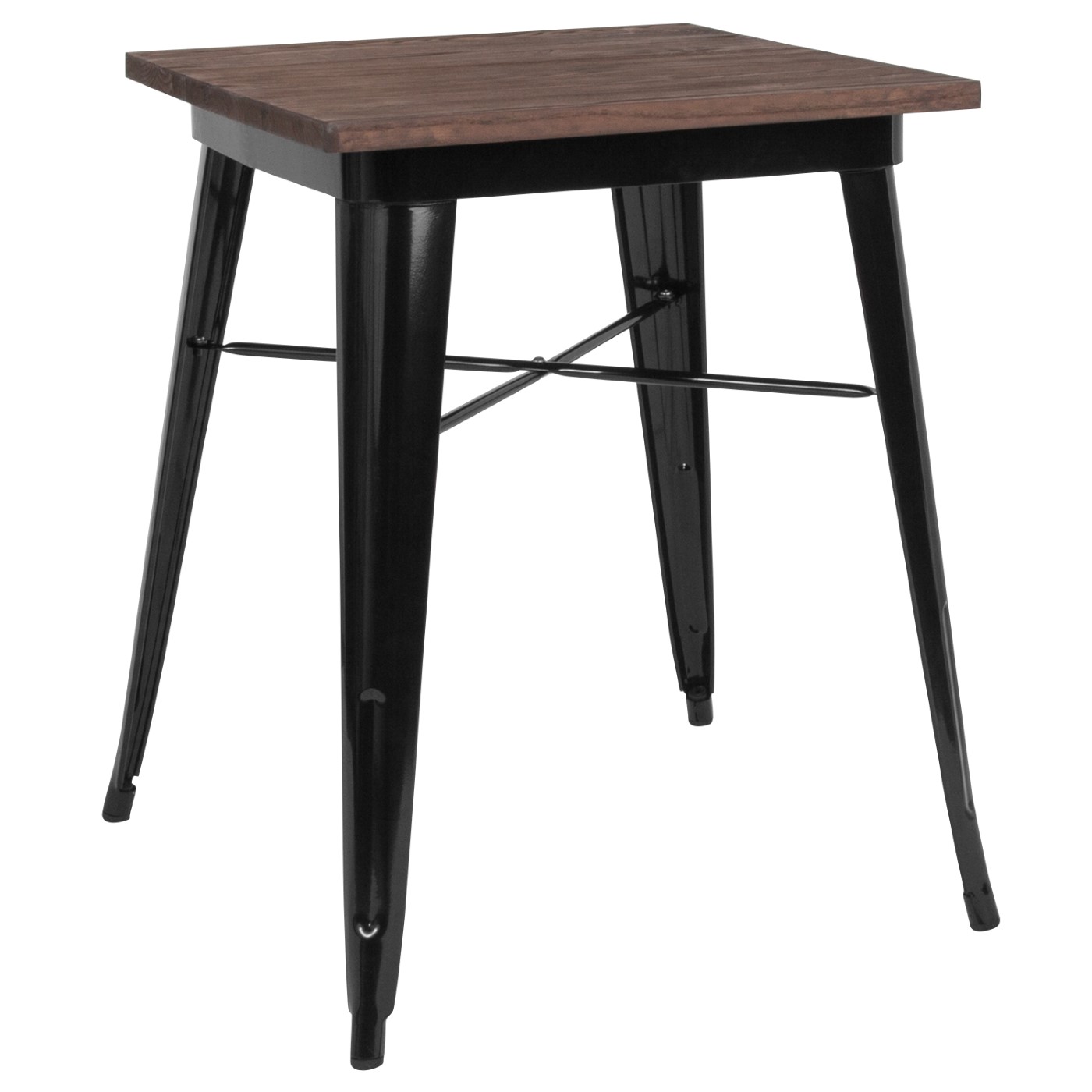 23.5" SQUARE BLACK METAL INDOOR TABLE WITH WALNUT RUSTIC WOOD TOP: <font color=green>FREE SHIPPING!</font> 23.5" SQUARE BLACK METAL INDOOR TABLE WITH WALNUT RUSTIC WOOD TOP: <font color=green>FREE SHIPPING!</font>