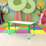 23.625''W X 47.25''L RECTANGULAR GREEN PLASTIC HEIGHT ADJUSTABLE ACTIVITY TABLE WITH GREY TOP: <font color=green>FREE SHIPPING!</font>