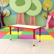 23.625''W X 47.25''L RECTANGULAR RED PLASTIC HEIGHT ADJUSTABLE ACTIVITY TABLE WITH GREY TOP: <font color=green>FREE SHIPPING!</font>