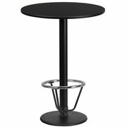 24'' ROUND BLACK LAMINATE TABLE TOP WITH 18'' ROUND BAR HEIGHT TABLE BASE AND FOOT RING <font color=green>FREE SHIPPING!</font>