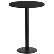 24'' ROUND BLACK LAMINATE TABLE TOP WITH 18'' ROUND BAR HEIGHT TABLE BASE: <font color=green>FREE SHIPPING!</font>
