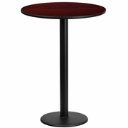 24'' ROUND MAHOGANY LAMINATE TABLE TOP WITH 18'' ROUND BAR HEIGHT TABLE BASE: <font color=green>FREE SHIPPING!</font>